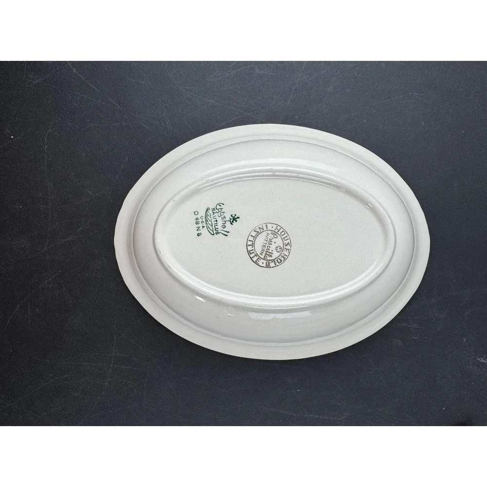 Homer Laughlin Eggshell Nautilus Priscilla‎ Oval Vegetable Bowl Floral Gold Trim
